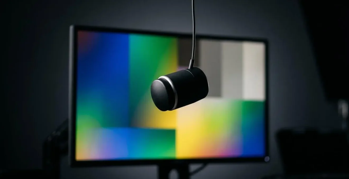 Dispositif de calibration colorimétrique professionnel avec sonde positionnée sur écran