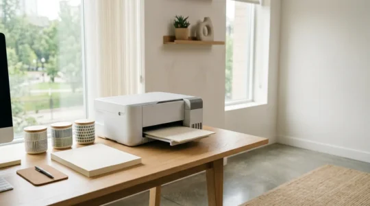 Environnement professionnel de TPE avec solutions d'impression économiques et durables