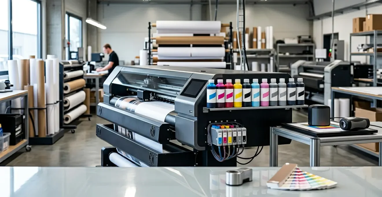 Laboratoire photo professionnel avec traceur grand format et cartouches d'encre pigmentee haute densite