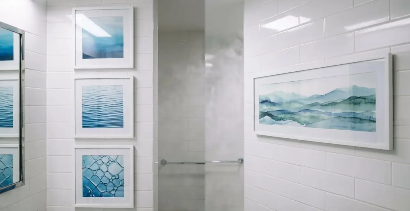 Etude visuelle comparant un format carre et un format panoramique dans une salle d'eau contemporaine