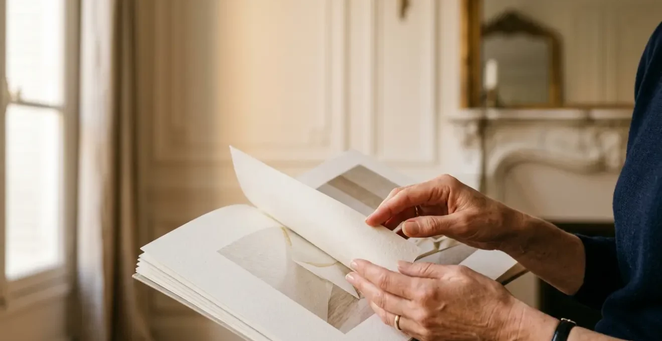 Support imprimé premium tenu en main évoquant la fidélisation client par le tactile