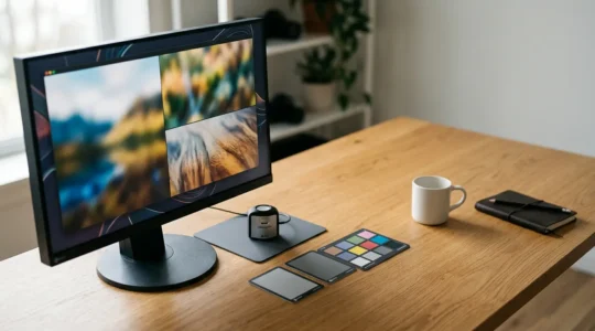Préparation technique d'image haute résolution pour impression professionnelle avec outils de calibration