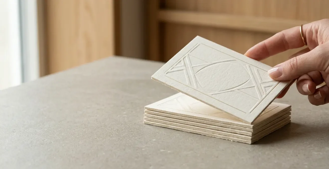 Carte d'invitation premium sur papier de luxe à fort grammage avec relief subtil