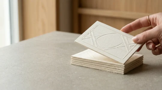 Carte d'invitation premium sur papier de luxe à fort grammage avec relief subtil