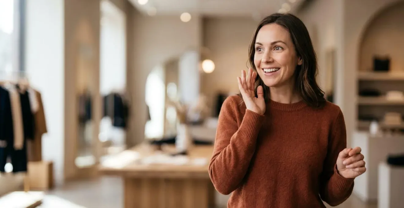 Portrait d'une personne découvrant une expérience immersive innovante dans un environnement commercial contemporain